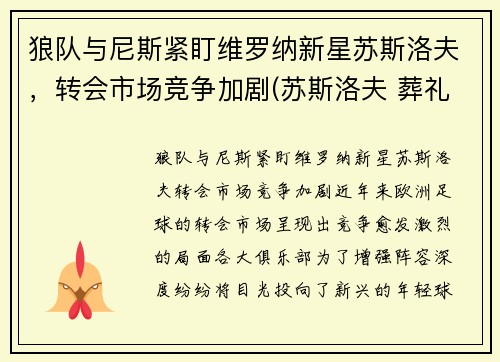 狼队与尼斯紧盯维罗纳新星苏斯洛夫，转会市场竞争加剧(苏斯洛夫 葬礼)